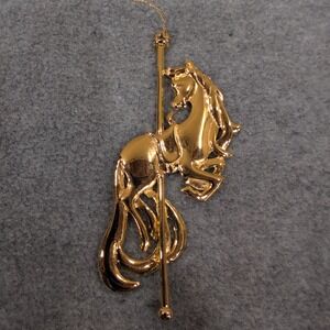 Wallace Silversmiths Carousel Horse Christmas Ornament 24 Karat Gold Finish